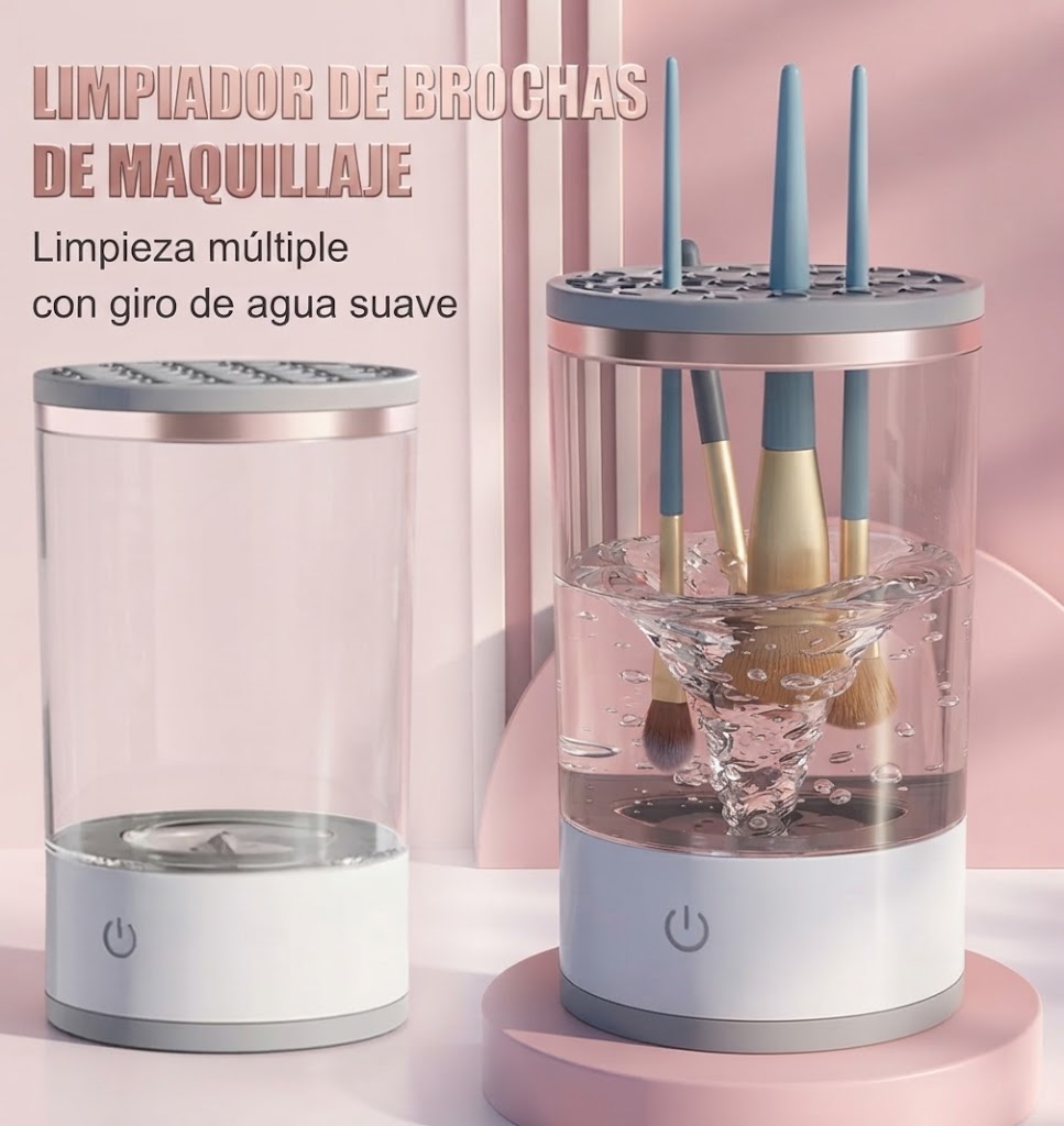Mini Limpiador Automatico de Brochas de Maquillaje Pequenas y Medianas Portatil Recargable
