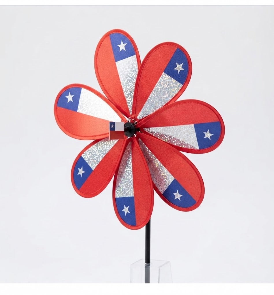 Pack 6 Remolinos Bandera de Chile  23x43 cm  Tornasol Molinillo de Viento Fiestas Patrias