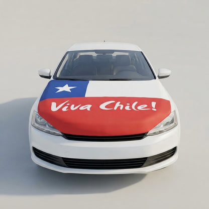 Cubre Capot Auto Bandera de Chile 110x170 cm Elasticado Ajuste Universal Fiestas Patrias Dieciocho
