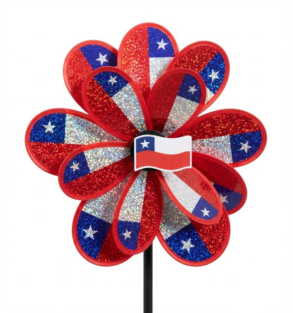Pack 6 Remolinos Bandera de Chile  23x43 cm  Tornasol Molinillo de Viento Fiestas Patrias